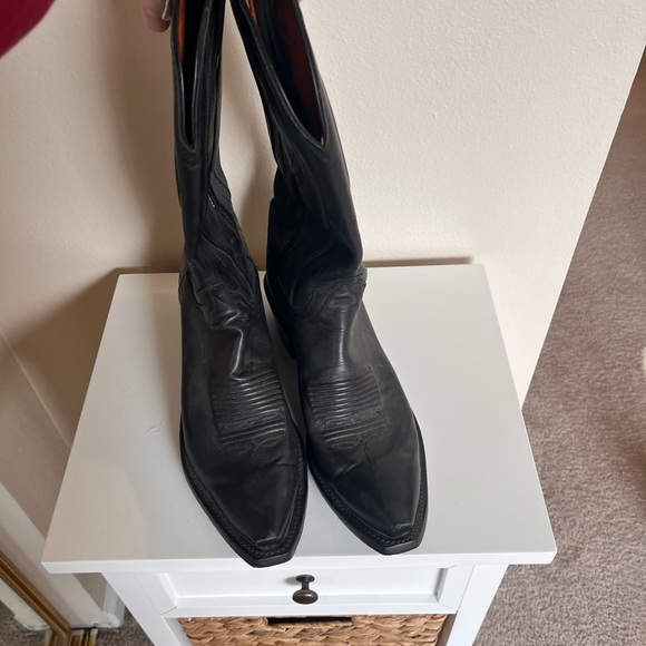 Lucchese Black and Tan Leather Boots - Picture 2 of 6